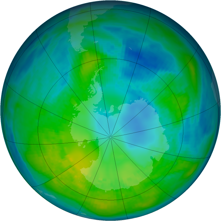 Antarctic ozone map for 22 April 1981